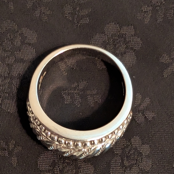 Judith Ripka Ball Bead Solid Sterling Silver Wide Band Dome Ring Size 9 - Picture 4 of 13